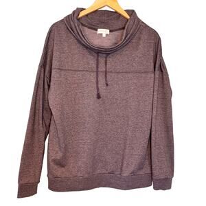 Simply Southern Drawstring Cowl Neck Gray Pullover Sweatshirt Size Large